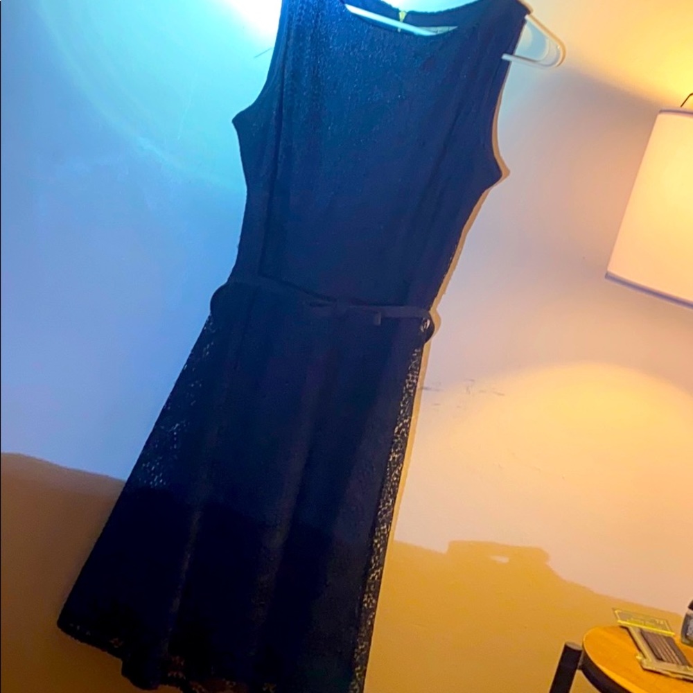 Short navy blue lace dress